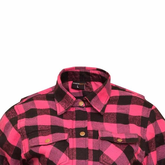 RIDERACT® Classic Red Checkered Flannel Shirt for Women, Button-Down, Casual NEW - Picture 4 of 10